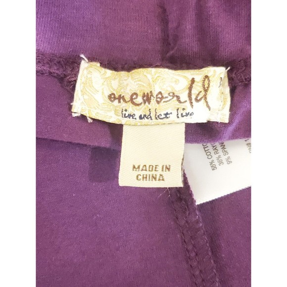One World Purple Multi-color‎ 2 Piece Blouse and Capri Pants Set Sz Med - Picture 6 of 9